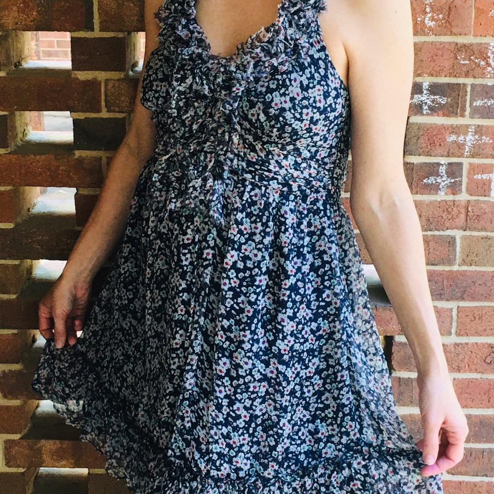 MM Couture by Miss Me silk floral printed halter dress size large - Picture 2 of 9
